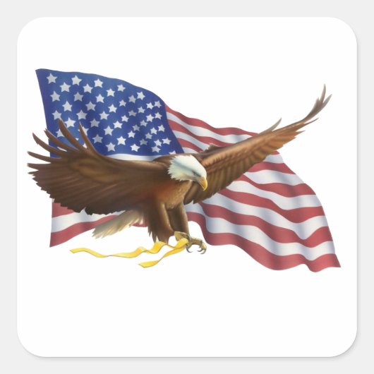 Amerikaanse vlag en Eagle Vierkante Sticker (Voorkant)