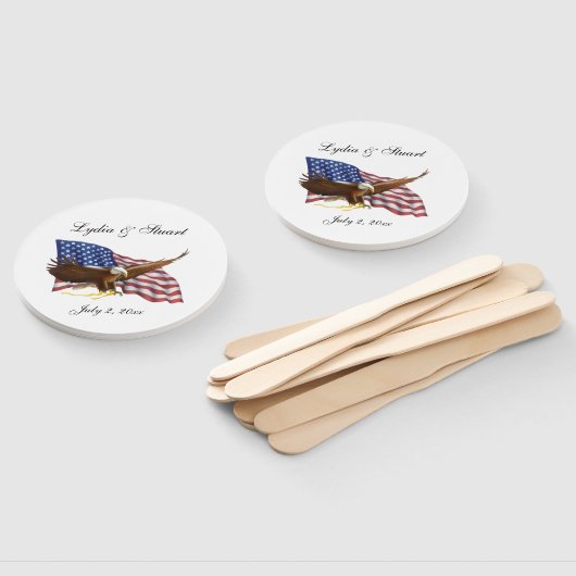 Amerikaanse vlag en Eagle Wedding Handwaaier (Niet-gemonteerd)