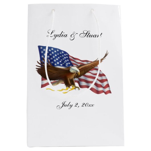 Amerikaanse vlag en Eagle Wedding Medium Cadeauzakje (Voorkant)