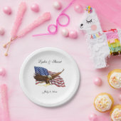 Amerikaanse vlag en Eagle Wedding Papieren Bordje (Feest)