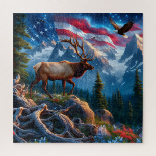 Amerikaanse vlag en eland puzzel
