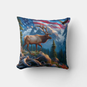 Amerikaanse vlag en eland werpkussen kussen