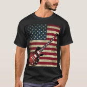 Amerikaanse vlag en elektrische gitaar - Rood T-shirt (Voorkant)