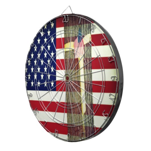 Amerikaanse vlag en geel lint dartbord (Voorkant Rechts)