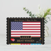 Amerikaanse vlag en gelukkig nieuwjaar /Best Wish Feestdagenkaart (Staand voorkant)