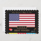 Amerikaanse vlag en gelukkig nieuwjaar /Best Wish Feestdagenkaart (Voorkant)