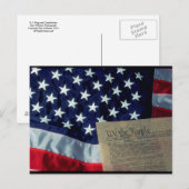 Amerikaanse vlag en grondwet briefkaart (Voorkant / Achterkant)