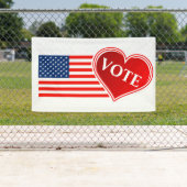 Amerikaanse vlag en hart stemmen spandoek (Insitu)