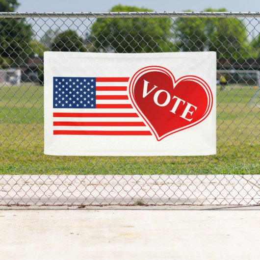 Amerikaanse vlag en hart stemmen spandoek (Insitu)