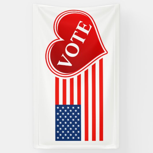 Amerikaanse vlag en hart stemmen spandoek (Verticaal)