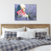 Amerikaanse vlag en hoed op stoel canvas afdruk (Insitu (Slaapkamer))