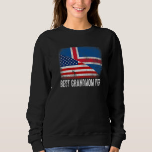 Amerikaanse vlag en IJsland vlag Beste grootmoeder Trui