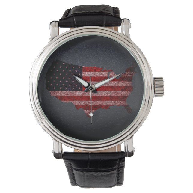 Amerikaanse vlag en kaart #2 horloge (Voorkant)