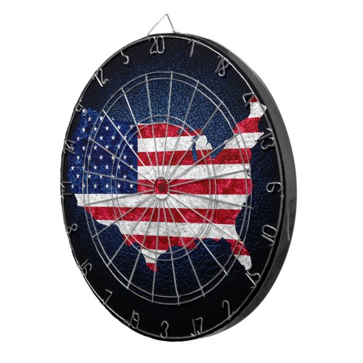 Amerikaanse vlag en kaart dartbord (Voorkant Rechts)