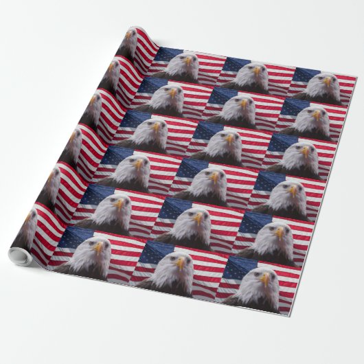 Amerikaanse vlag en kale adelaar cadeaupapier (Uitgerold)