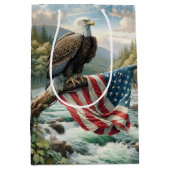 Amerikaanse vlag en kale adelaar voor verjaardag medium cadeauzakje (Voorkant)