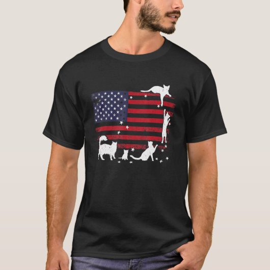 Amerikaanse vlag en katten spelen 4t t-shirt (Voorkant)