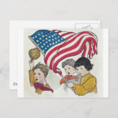 Amerikaanse vlag en kinderen briefkaart (Voorkant / Achterkant)