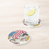  Amerikaanse vlag en kinderen Zandsteen Onderzetter (Zijkant)