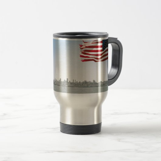 Amerikaanse vlag en kustlijn reisbeker (Voorkant rechts)