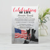 Amerikaanse vlag en laarzen viering van het leven kaart (Staand voorkant)