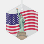 Amerikaanse vlag en Lady Liberty Glas Ornament (Voorkant)