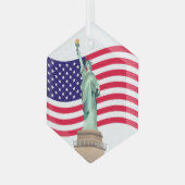 Amerikaanse vlag en Lady Liberty Glas Ornament (Voorkant links)
