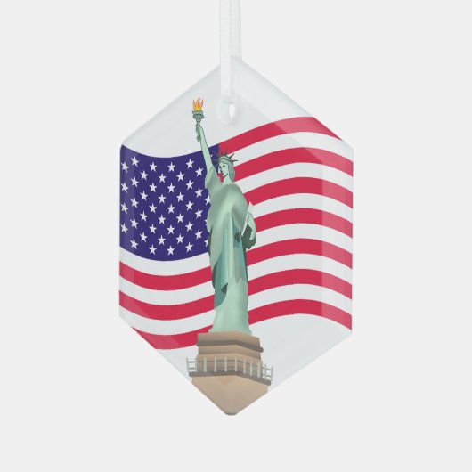 Amerikaanse vlag en Lady Liberty Glas Ornament (Voorkant links)