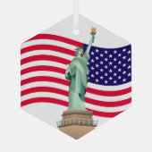 Amerikaanse vlag en Lady Liberty Glas Ornament (Achterkant)
