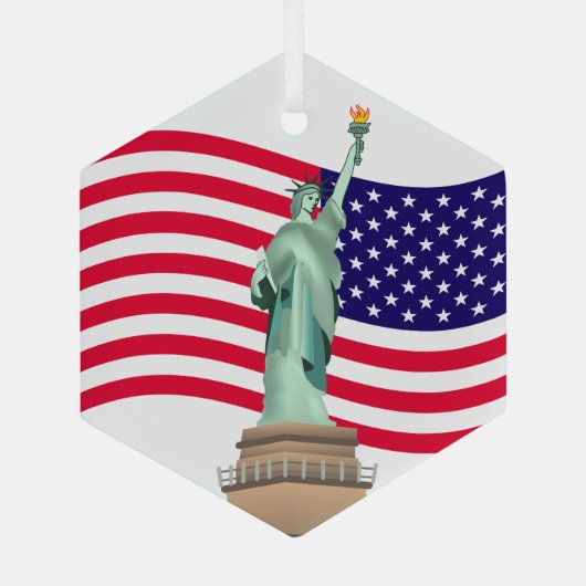 Amerikaanse vlag en Lady Liberty Glas Ornament (Achterkant)