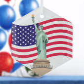 Amerikaanse vlag en Lady Liberty Glas Ornament