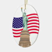 Amerikaanse vlag en Lady Liberty Keramisch Ornament (Links)