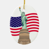 Amerikaanse vlag en Lady Liberty Keramisch Ornament (Voorkant)