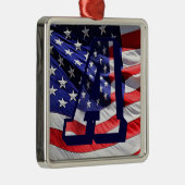 Amerikaanse vlag en Letter "A" Premium Sq Ornament (Rechts)