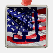 Amerikaanse vlag en Letter "A" Premium Sq Ornament (Voorkant)