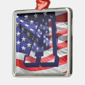 Amerikaanse vlag en Letter "A" Premium Sq Ornament (Links)
