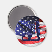 Amerikaanse vlag en letter "A" Round Magnet (Voorkant / Achterkant)