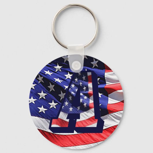 Amerikaanse vlag en letter "A"-Sleutelhanger Sleutelhanger (Voorkant)