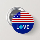 Amerikaanse vlag en liefde voor democratische part ronde button 5,7 cm (Voorkant /achterkant)