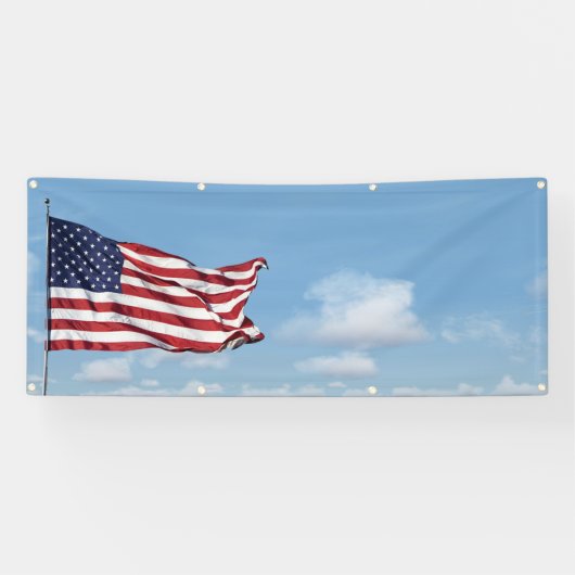 Amerikaanse vlag en lucht blanco zwaaien spandoek (Horizontaal)