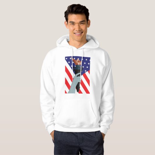 Amerikaanse vlag en Mannen torch Hoodie (Voorkant volledig)