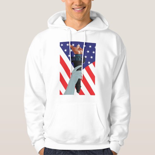 Amerikaanse vlag en Mannen torch Hoodie (Voorkant)