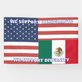 Amerikaanse vlag en Mexicaanse vlag - We steunen d Spandoek (Horizontaal)