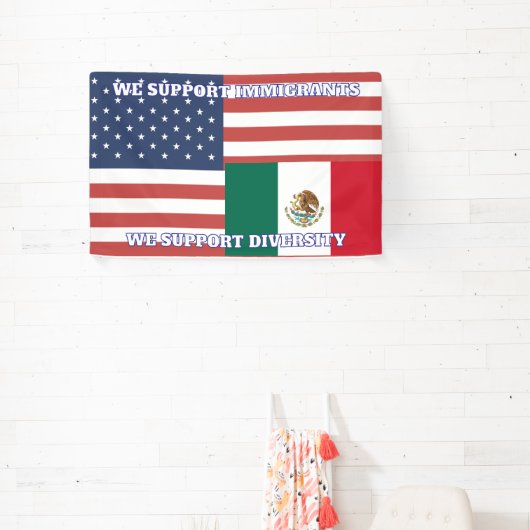 Amerikaanse vlag en Mexicaanse vlag - We steunen d Spandoek (Insitu)