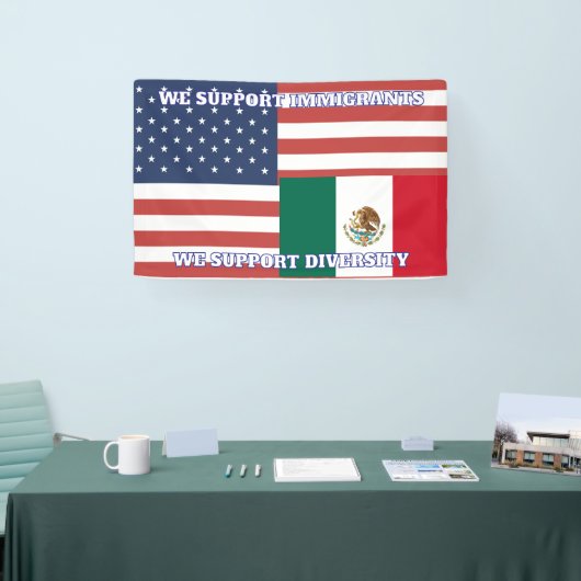 Amerikaanse vlag en Mexicaanse vlag - We steunen d Spandoek (Beurs)