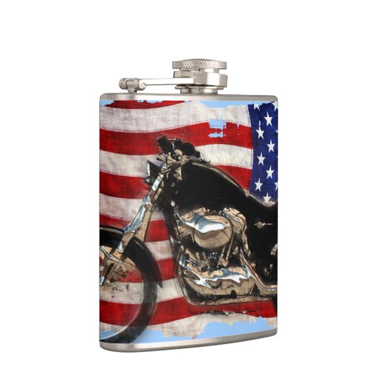 Amerikaanse vlag en motorontwerp heupfles (Rechts)