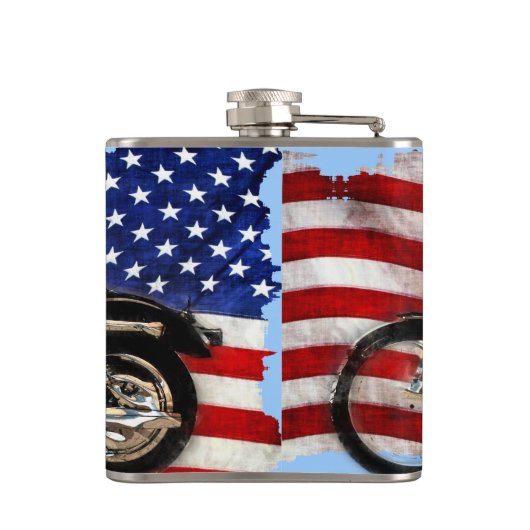 Amerikaanse vlag en motorontwerp heupfles (Achterkant)