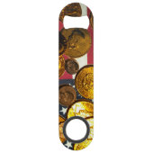 Amerikaanse vlag en munten roestvrij stalen flesop speed flessenopener (Achterkant)