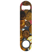 Amerikaanse vlag en munten roestvrij stalen flesop speed flessenopener (Voorkant)