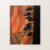 Amerikaanse vlag en Mustangs Wild Legpuzzel (Verticaal)